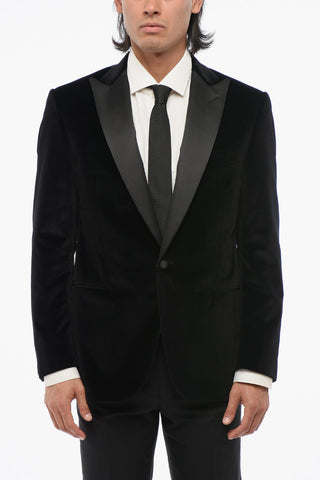 CODE Blazer Monopetto In Velluto Con Revers In Satin A Lancia