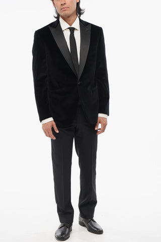 CODE Blazer Monopetto In Velluto Con Revers In Satin A Lancia