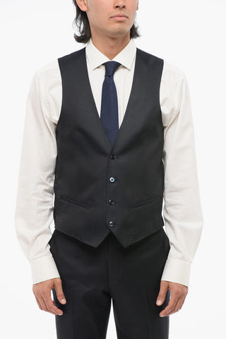 CODE Gilet in Misto Seta con Motivo Geometrico a Contrasto