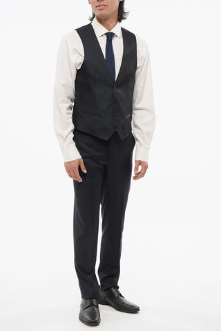 CODE Gilet in Misto Seta con Motivo Geometrico a Contrasto