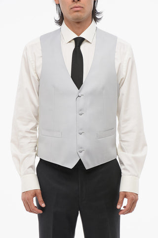 Wollweste mit 4 Knöpfen und Leistentasche