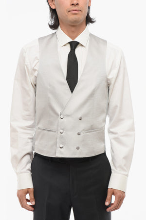 CODE Silk-Blend Double-Breasted Waistcoat With Pattern