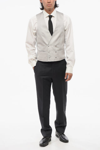 CODE Silk-Blend Double-Breasted Waistcoat With Pattern