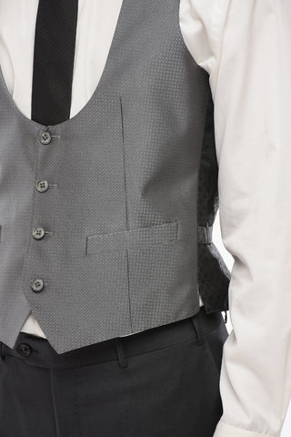 Gilet In Seta 4 Bottoni Ricamato Con Tasche A Filo
