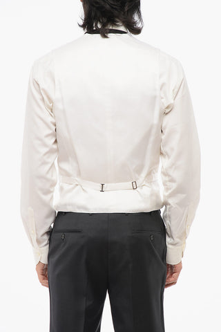 CERIMONIA ACADEMY Silk Double Brested Vest with Peak Lapel
