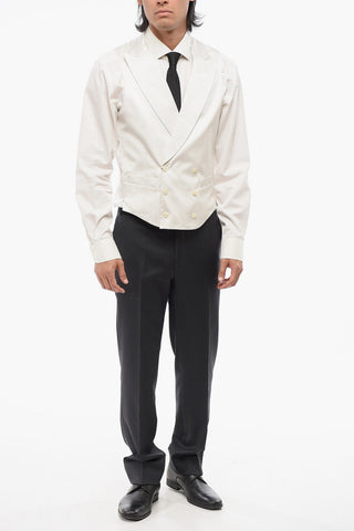 CERIMONIA ACADEMY Silk Double Brested Vest with Peak Lapel