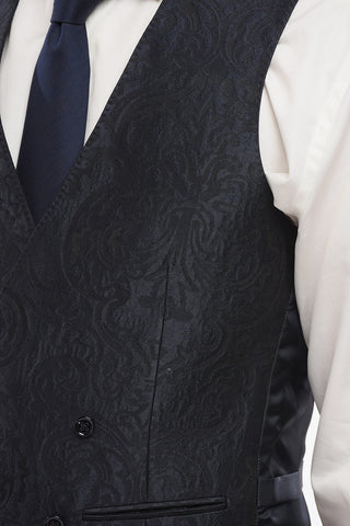 Double-Breasted Waistcoat with Damask Pattern