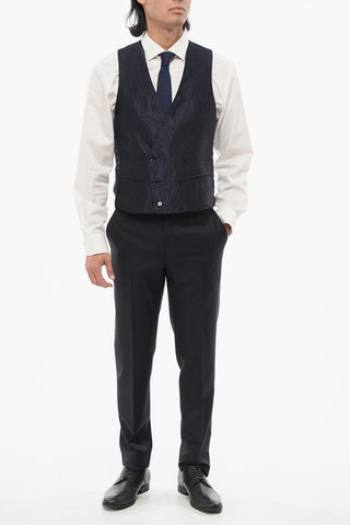 Double-Breasted Waistcoat with Damask Pattern