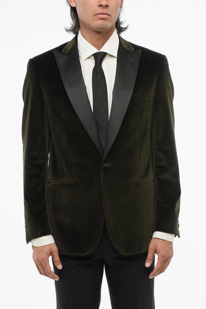 CODE Blazer Monopetto In Velluto Con Revers In Satin A Lancia