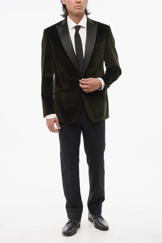 CODE Blazer Monopetto In Velluto Con Revers In Satin A Lancia