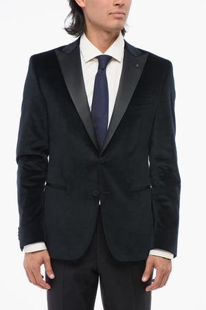 CC COLLECTION Einreihiger Blazer aus Samt mit lanzettförmigem Revers aus Satin