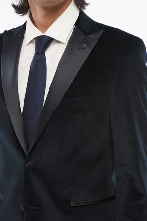 CC COLLECTION Einreihiger Blazer aus Samt mit lanzettförmigem Revers aus Satin