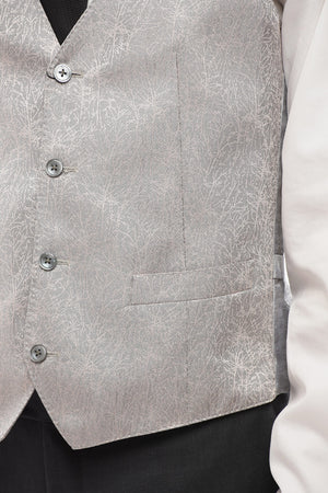 Gilet In Seta ACADEMY 4 Bottoni Ricamato Con Tasche A Filo