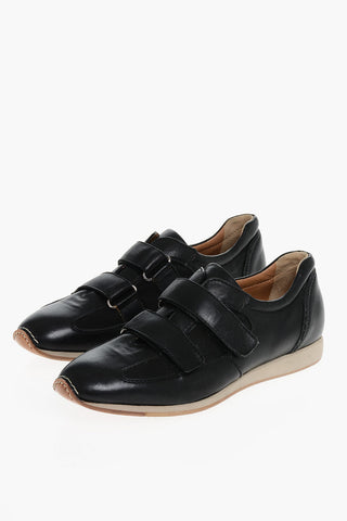 ID Leather and Fabric Low-Top Sneakers with Touch Strap Closure