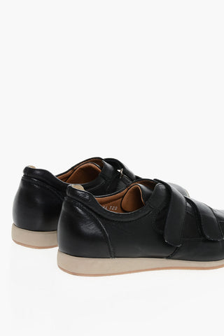 ID Leather and Fabric Low-Top Sneakers with Touch Strap Closure