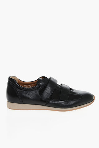 ID Leather and Fabric Low-Top Sneakers with Touch Strap Closure