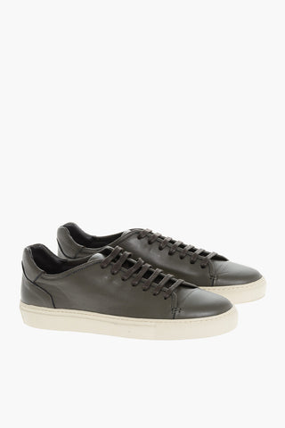 Leather Low-Top Sneakers with Contrasting Sole