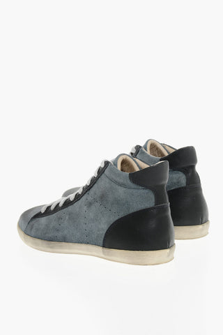 Sneakers Alte in Pelle e Suede con Lacci a Contrasto