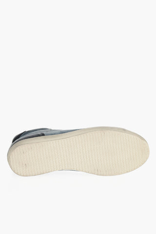 Sneakers Alte in Pelle e Suede con Lacci a Contrasto