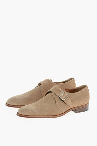 Suede Monk Shoes with Silver-Tone Buckle