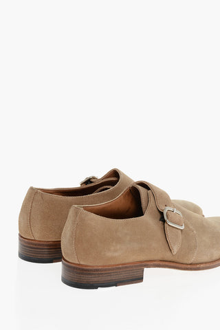 Suede Monk Shoes with Silver-Tone Buckle