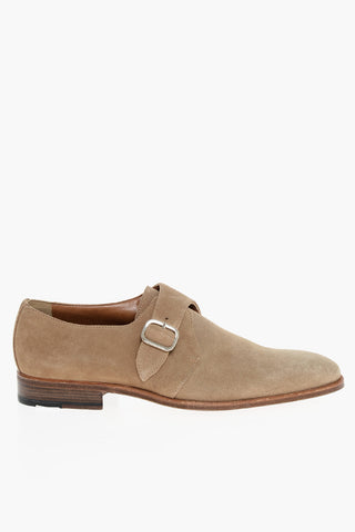 Suede Monk Shoes with Silver-Tone Buckle