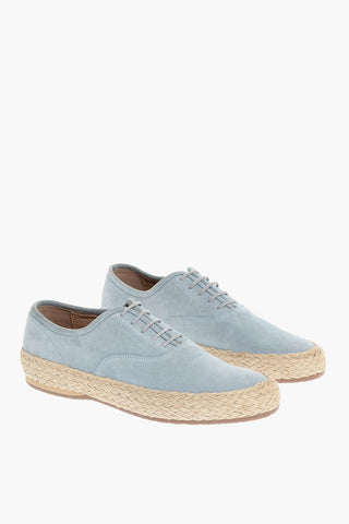 ID Suede Low-Top Sneakers with Raffia Trim