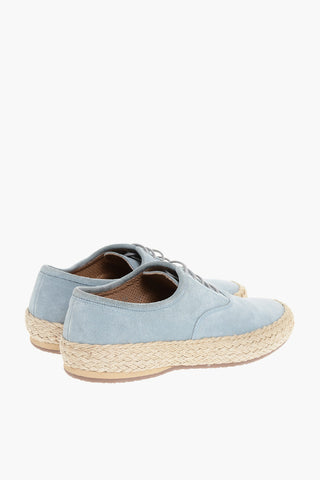ID Suede Low-Top Sneakers with Raffia Trim