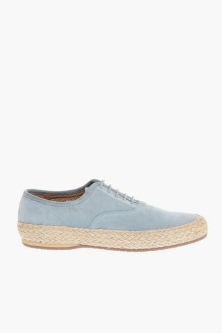ID Suede Low-Top Sneakers with Raffia Trim