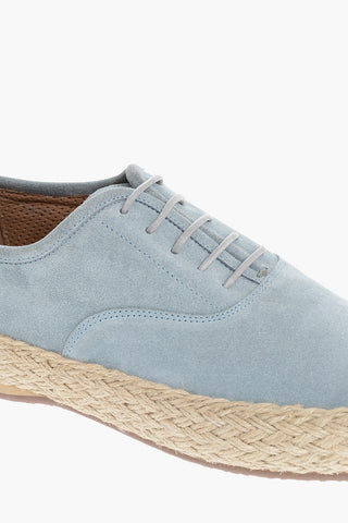 ID Suede Low-Top Sneakers with Raffia Trim