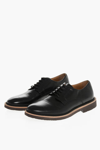 Scarpe Derby in Pelle a Tinta Unita