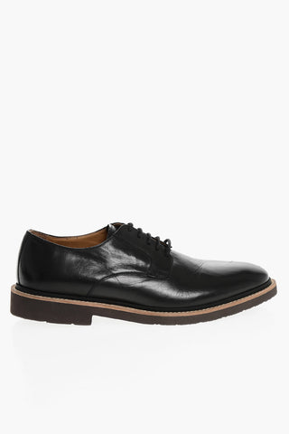Scarpe Derby in Pelle a Tinta Unita