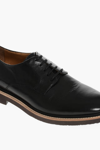 Scarpe Derby in Pelle a Tinta Unita