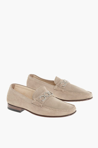 ID Suede Bit Loafers with Silver-Tone Detail