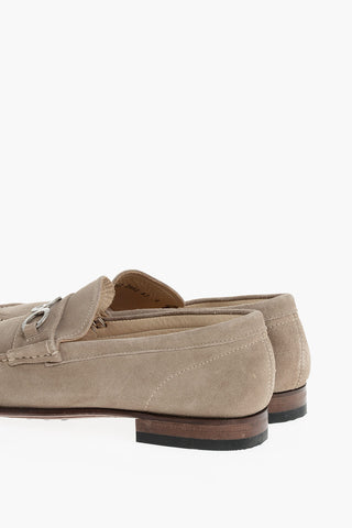 ID Suede Bit Loafers with Silver-Tone Detail