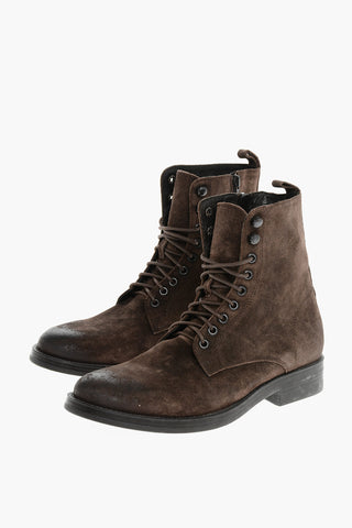 Solid Color Suede Ankle Boots with Side Zip