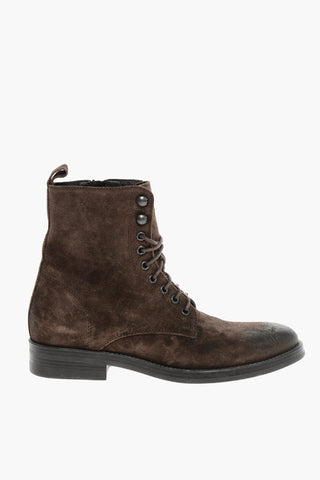 Solid Color Suede Ankle Boots with Side Zip