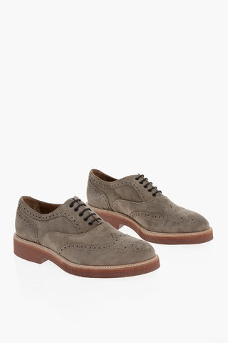 ID Suede Full Brogues Oxford Shoes with Vibram Sole