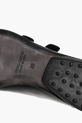 Scarpe in Pelle a Tinta Unita con Chiusura in Velcro