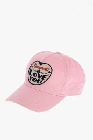Gabardine DSQUARED LOVE YOU Cap with Contrasting Patch