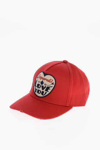 Gabardine DSQUARED LOVE YOU Cap with Contrasting Patch