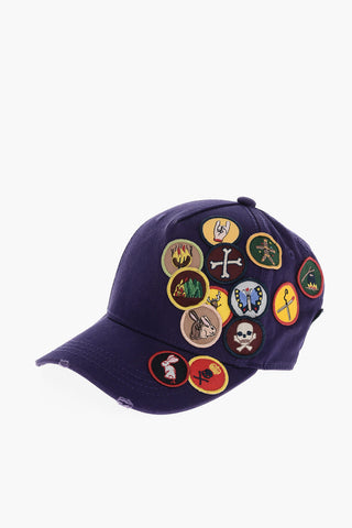 Cotton Gabardine SCOUT DISQUARED Cap with Contrasting Patches
