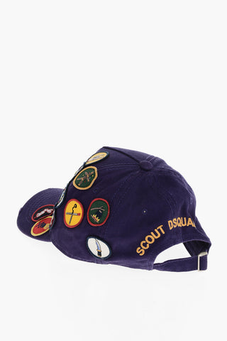 Cotton Gabardine SCOUT DISQUARED Cap with Contrasting Patches