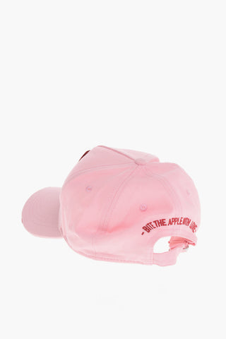 Solid Color BITE THE APPLE WITH LOVE Cap with Contrasting Patch