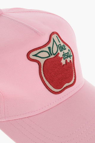 Solid Color BITE THE APPLE WITH LOVE Cap with Contrasting Patch