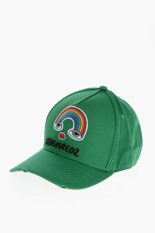 Solid Color BE PROUD OF THE RAINBOW Cap with Embroidered Detail