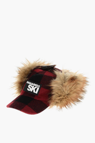 SKI Cappello Baseball a Quadri Buffalo con Dettagli in Pelliccia Ecologica