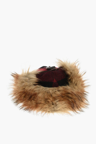 SKI Buffalo Checked Cap with Faux Fur Details