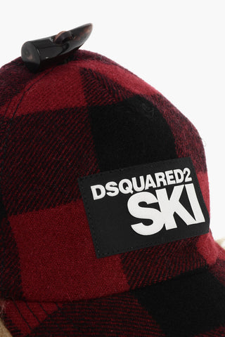 SKI Buffalo Checked Cap with Faux Fur Details
