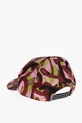 Cappello Baseball in Nylon Effetto Spray con Logo Ricamato